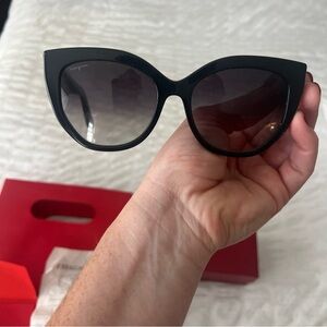 Salvatore Ferragamo Black Cat-Eye Sunglasses